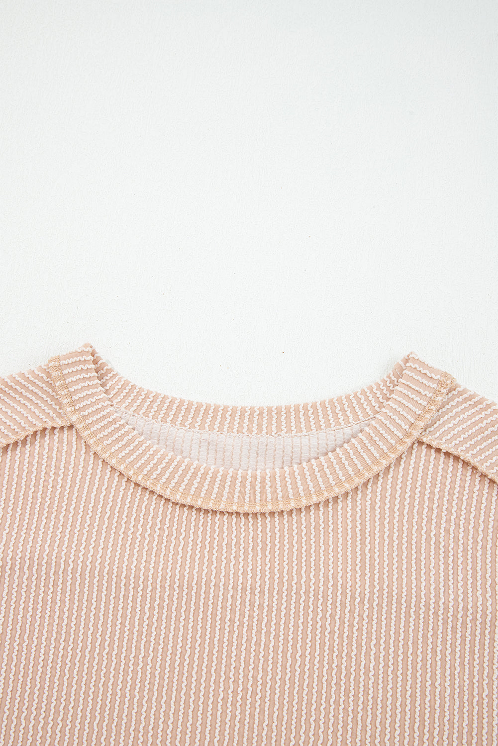 Twist Ribbed Exposed Seam Detail Long Sleeve Loose Top