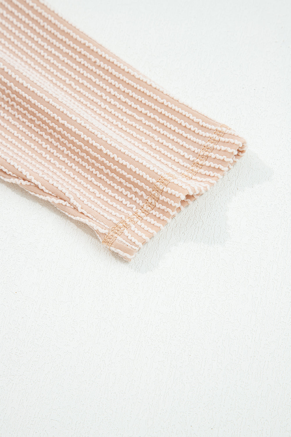 Twist Ribbed Exposed Seam Detail Long Sleeve Loose Top