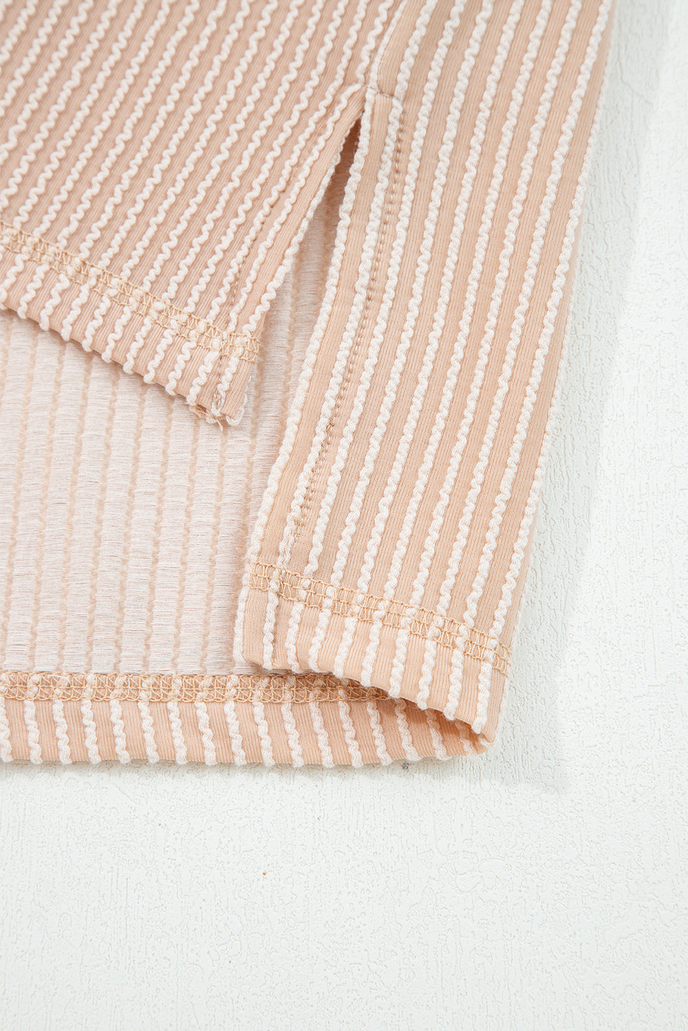 Twist Ribbed Exposed Seam Detail Long Sleeve Loose Top