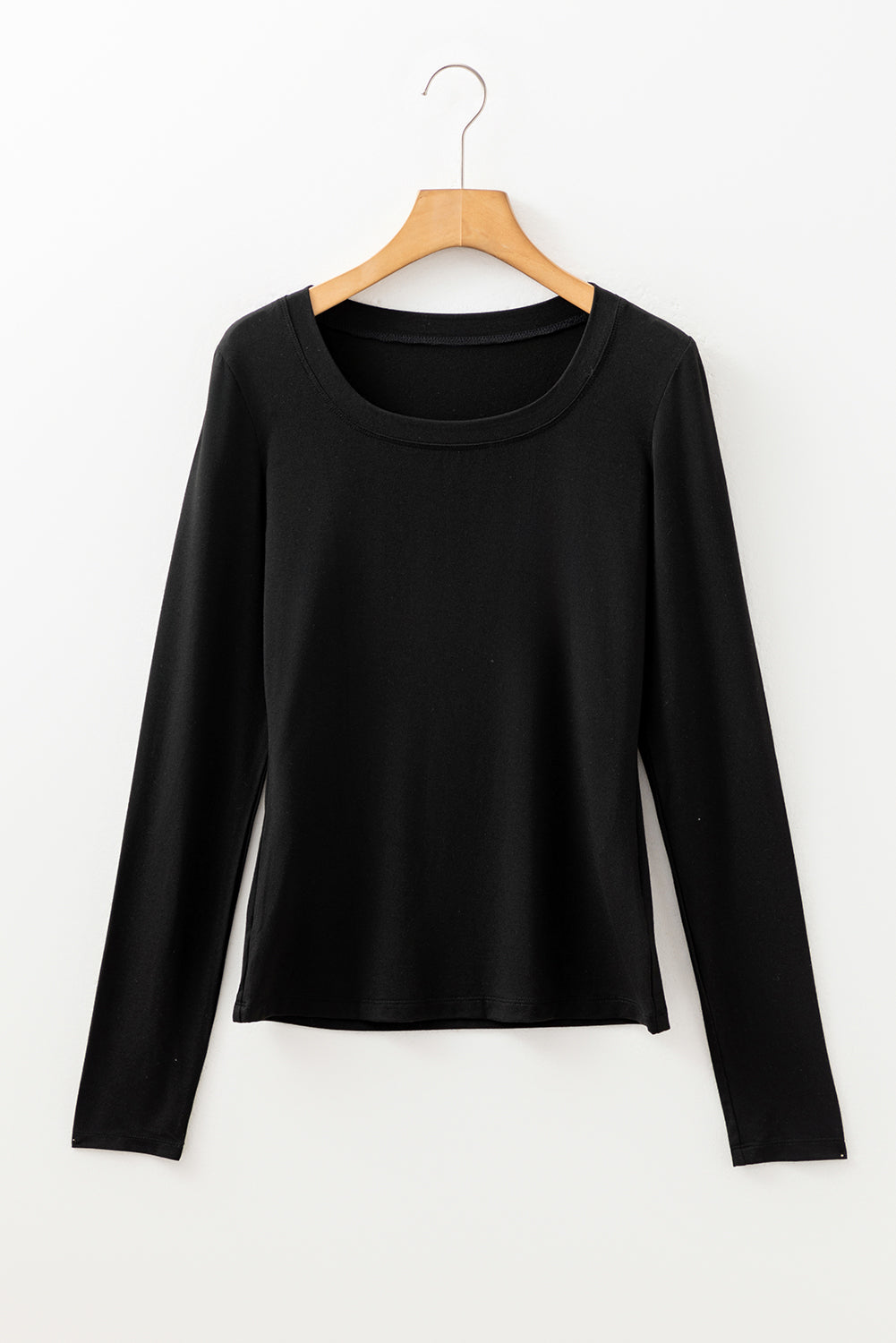 Solid Color Long Sleeve Fitted Top